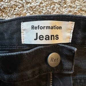 Reformation Black Liza High Straight Crop Jeans